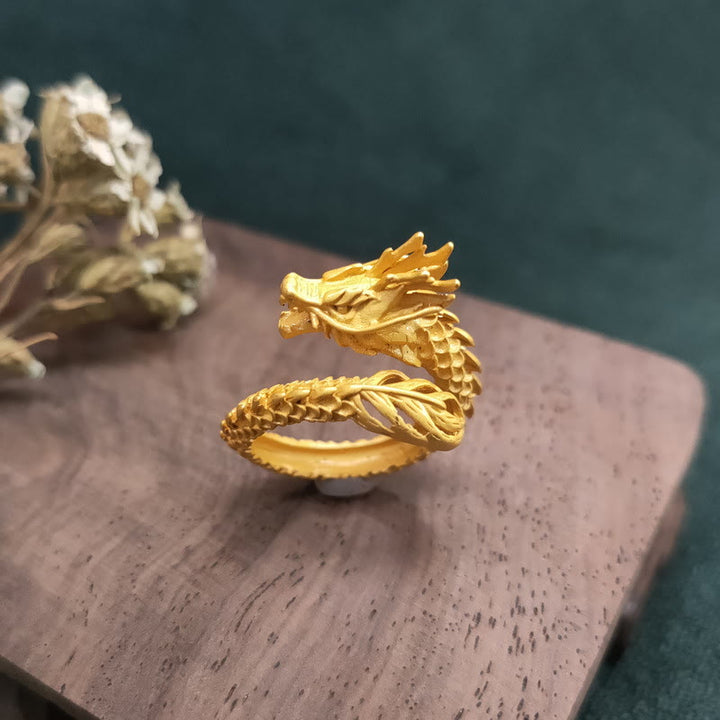 Buddha Stonesゴールデンドラゴン 成功の力の指輪