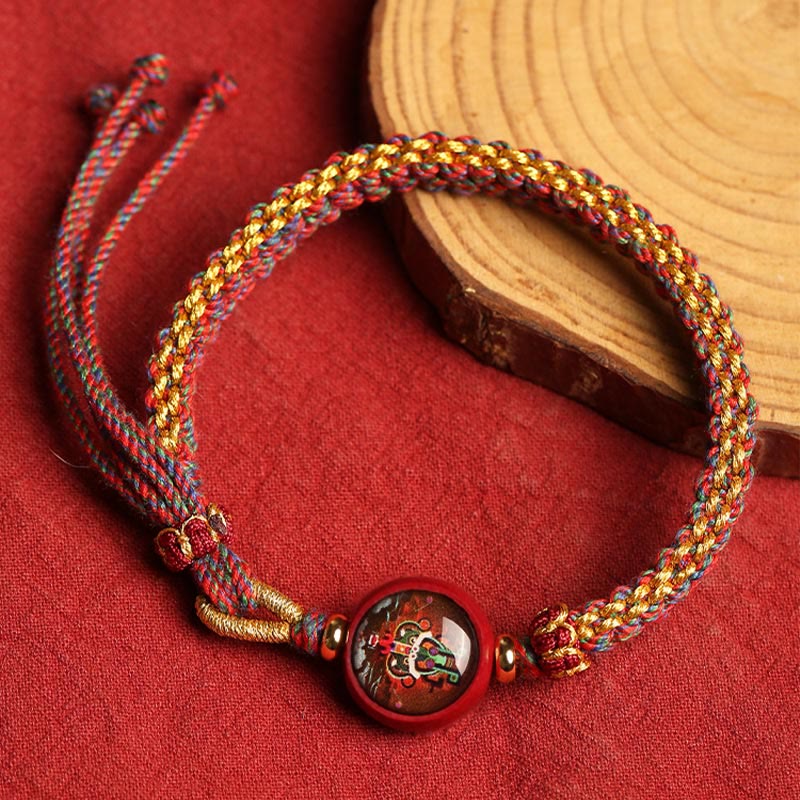 Buddha Stonesのカラフルなロープの辰砂タンカの祝福編みブレスレット