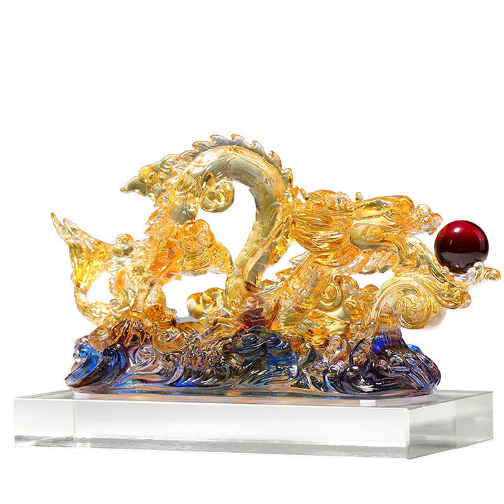 Buddha Stones手作り 龍 琉璃 クリスタル アートピース 保護力 強度 自宅 オフィス 装飾