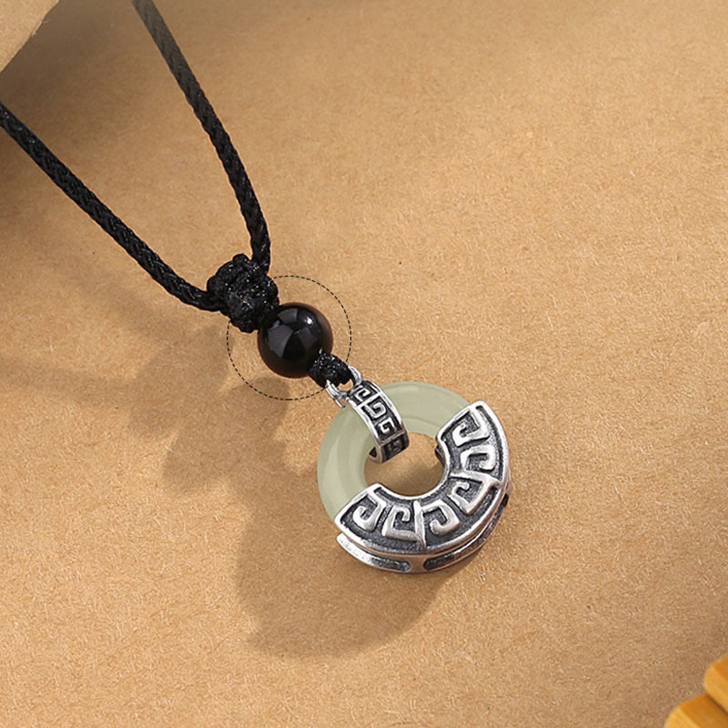 Buddha Stones925スターリングシルバー 天然和田翡翠 平和バックル 繁栄のネックレスペンダント