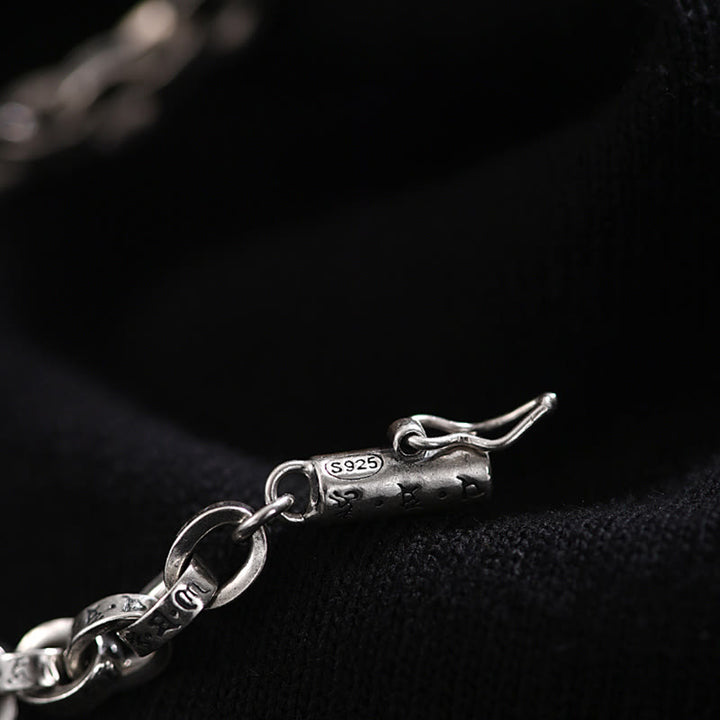 Buddha Stones925 スターリングシルバーオーム・マニ・パドメ・フム彫刻デザイン 創造性 メタルブレスレット - image 6