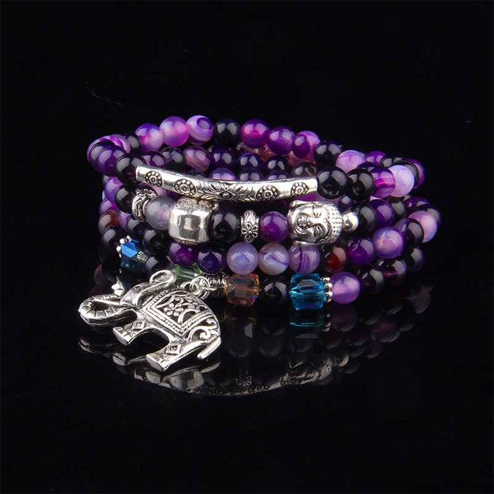 Buddha Stones 天然瑪瑙象仏希望ブレスレット - パープルアゲート - image 5
