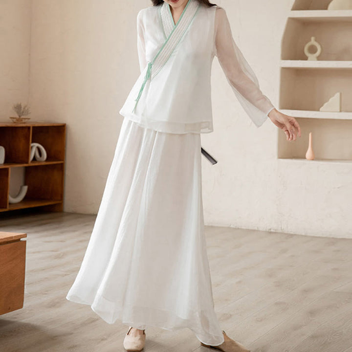 Buddha Stonesレトロ 祈り 禅 スピリチュアル 瞑想 練習 シフォン 服 レディース セット