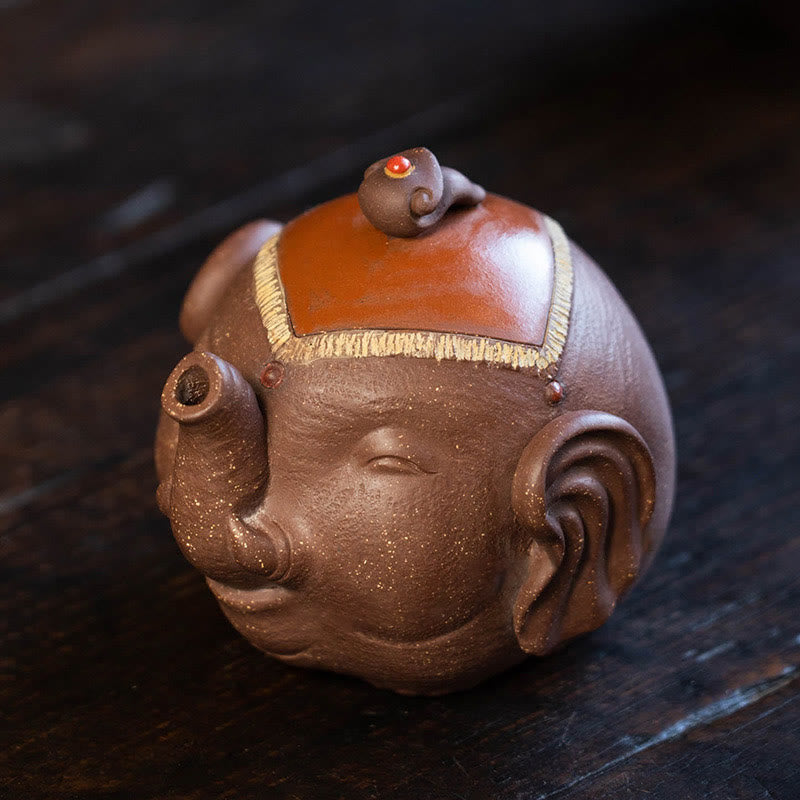 Buddha Stonesかわいい象 縁起の良い雲 紫粘土 陶器 ティーポット