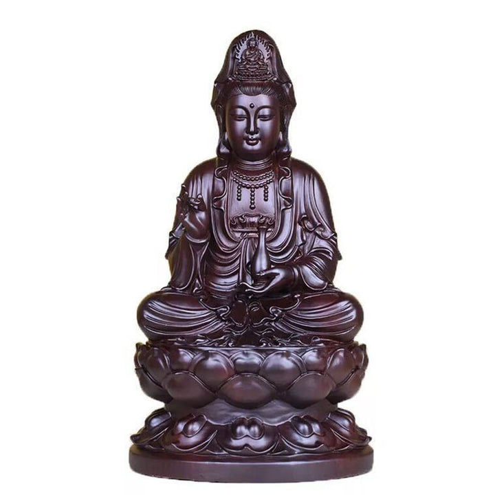 Buddha Stones観音菩薩 黒檀 蓮華 調和 祝福 室内装飾