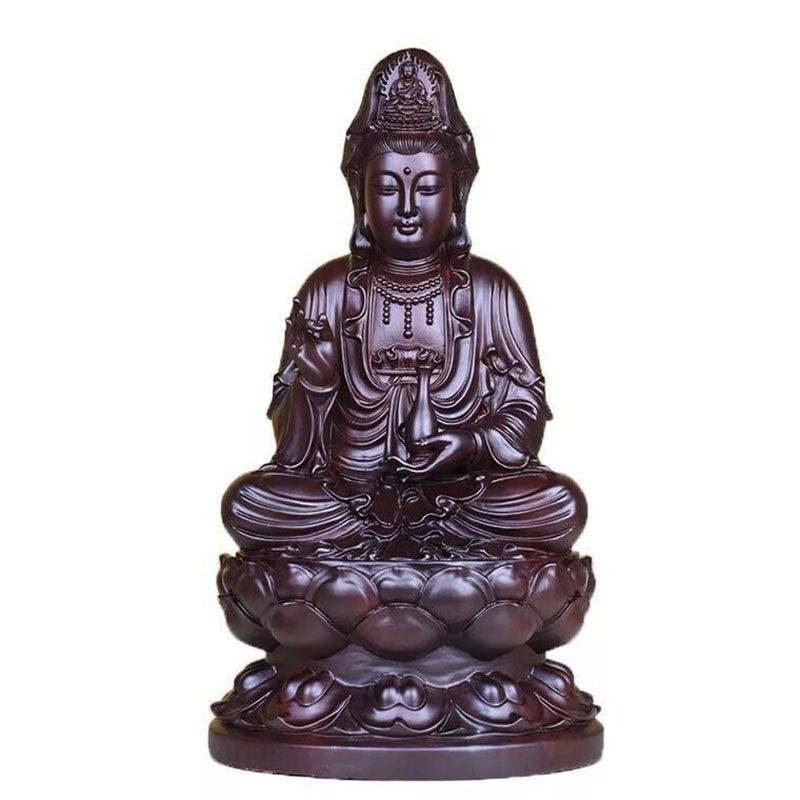 Buddha Stones観音菩薩 黒檀 蓮華 調和 祝福 室内装飾 - image 7