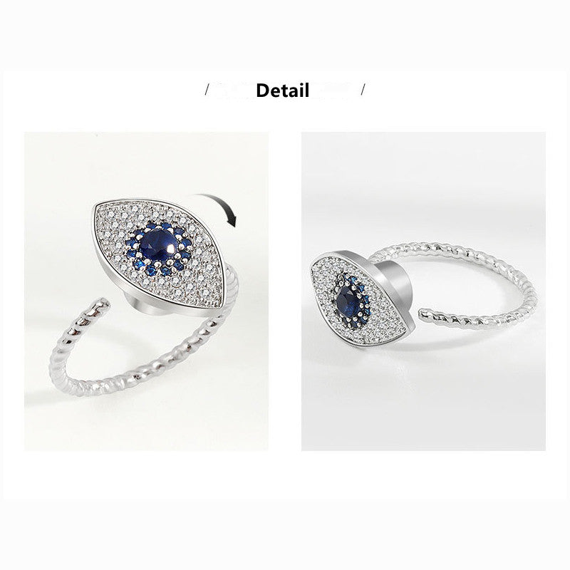 925スターリングシルバーの邪眼保護祝福回転リング - image 6