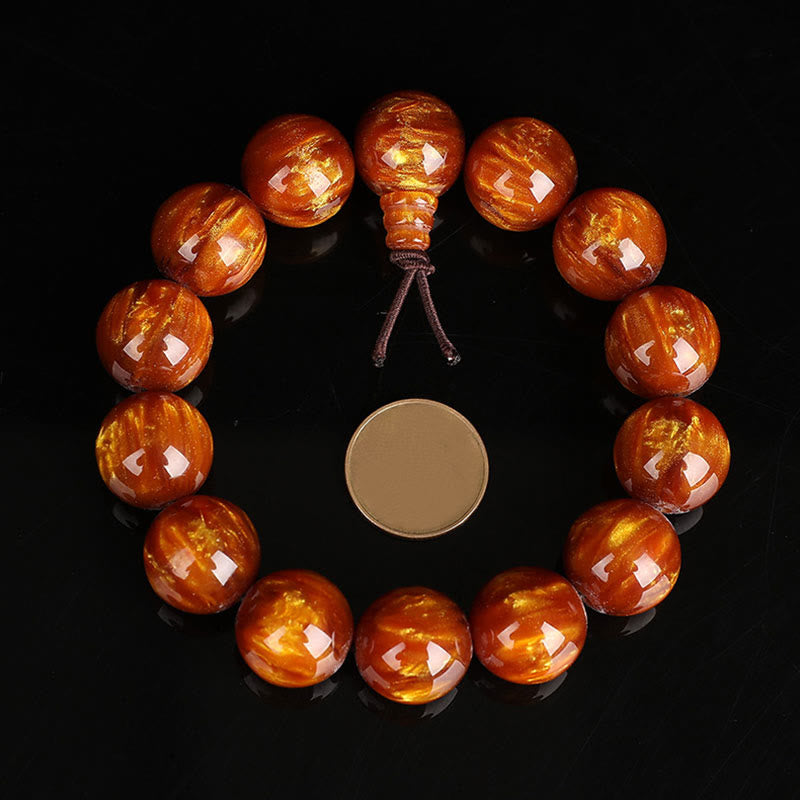 Buddha Stones黄金の海柳 成功のポジティブなブレスレットMala