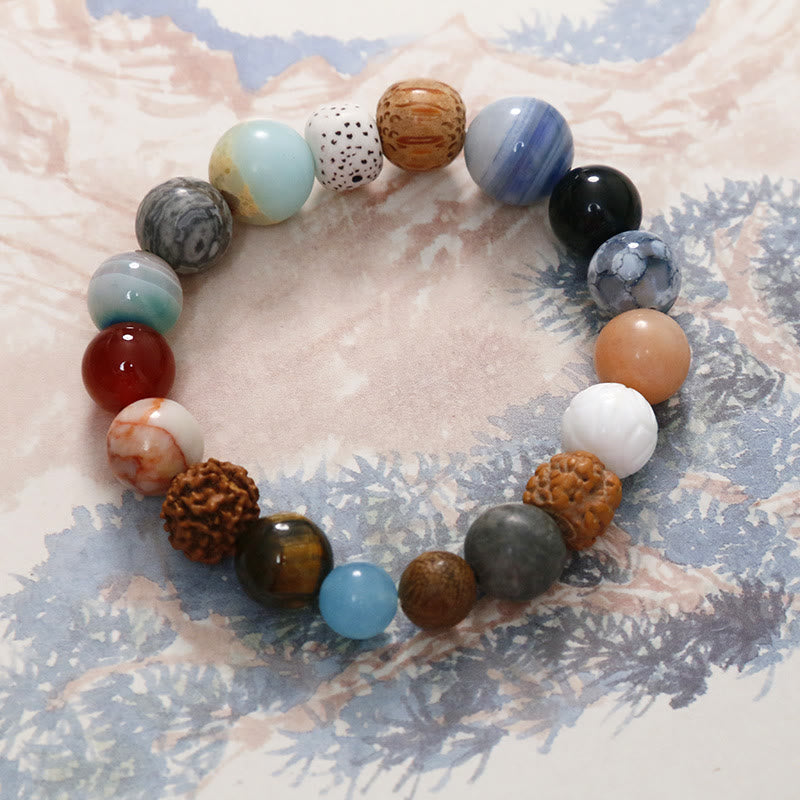 Buddha Stones天然菩提樹の水晶石 瑪瑙 悪霊除けブレスレット
