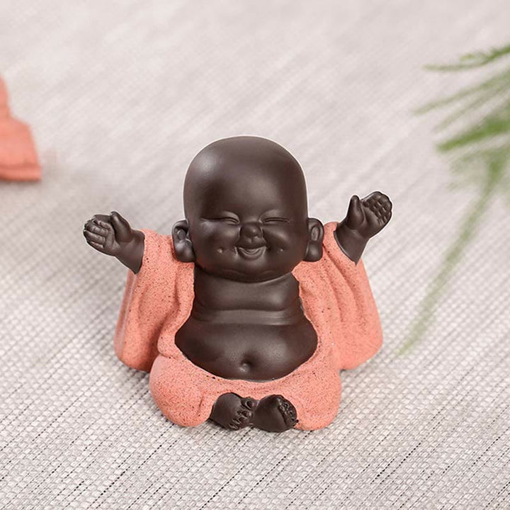 いつも笑顔のBuddha Stones笑う仏 富と幸運 紫粘土 弥勒像 装飾