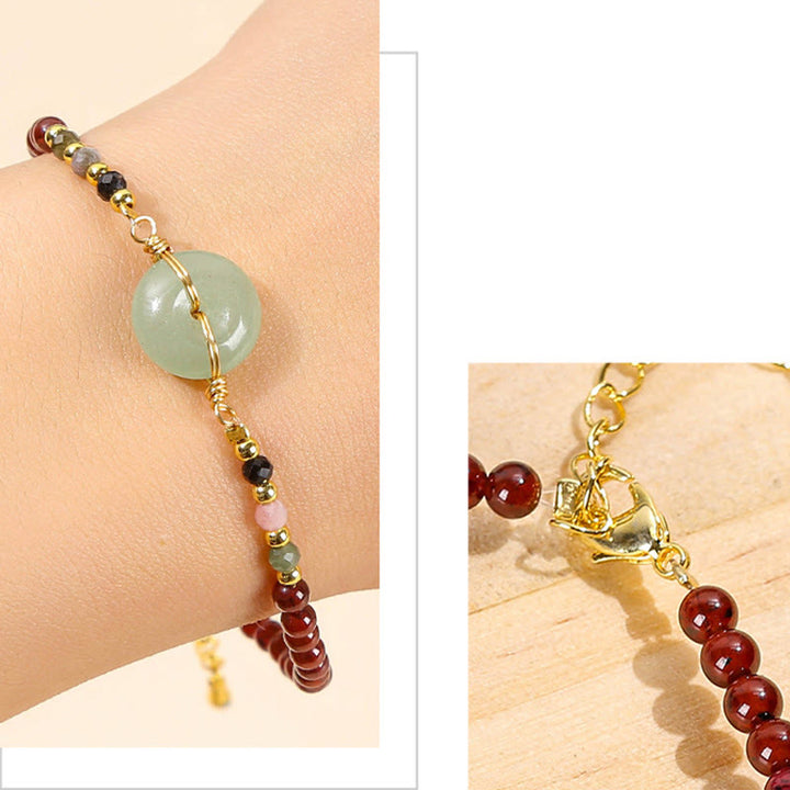 Buddha Stones天然ガーネットピースバックルビーズカームブレスレット