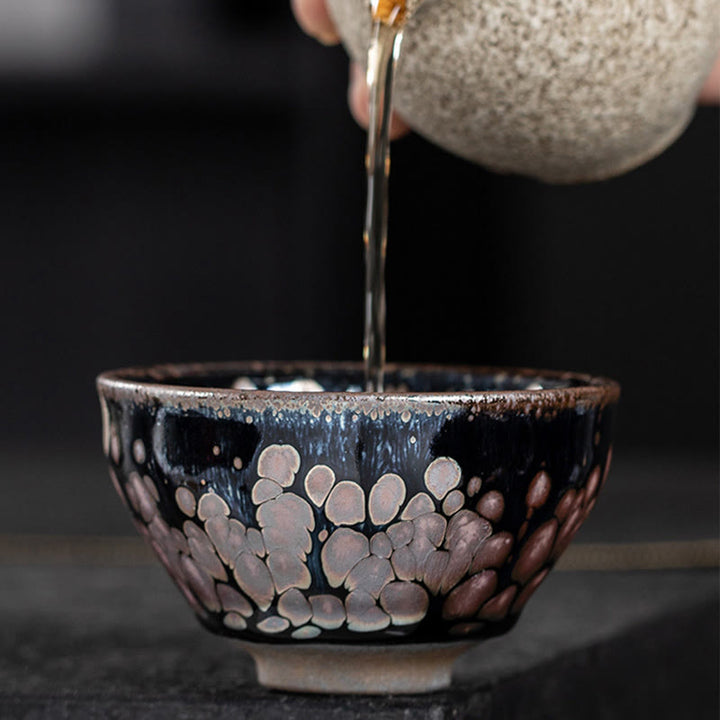 Buddha Stones手作りの桜桜デザイン中国Jianzhan陶器ティーカップカンフーティーカップ