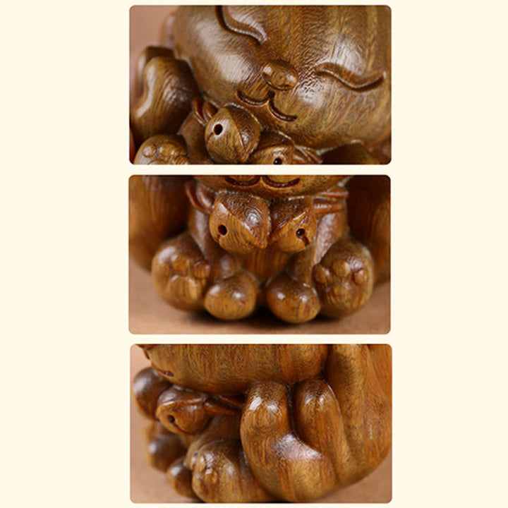 Buddha Stonesミニ九尾狐象牙実白檀緑白檀祝福装飾