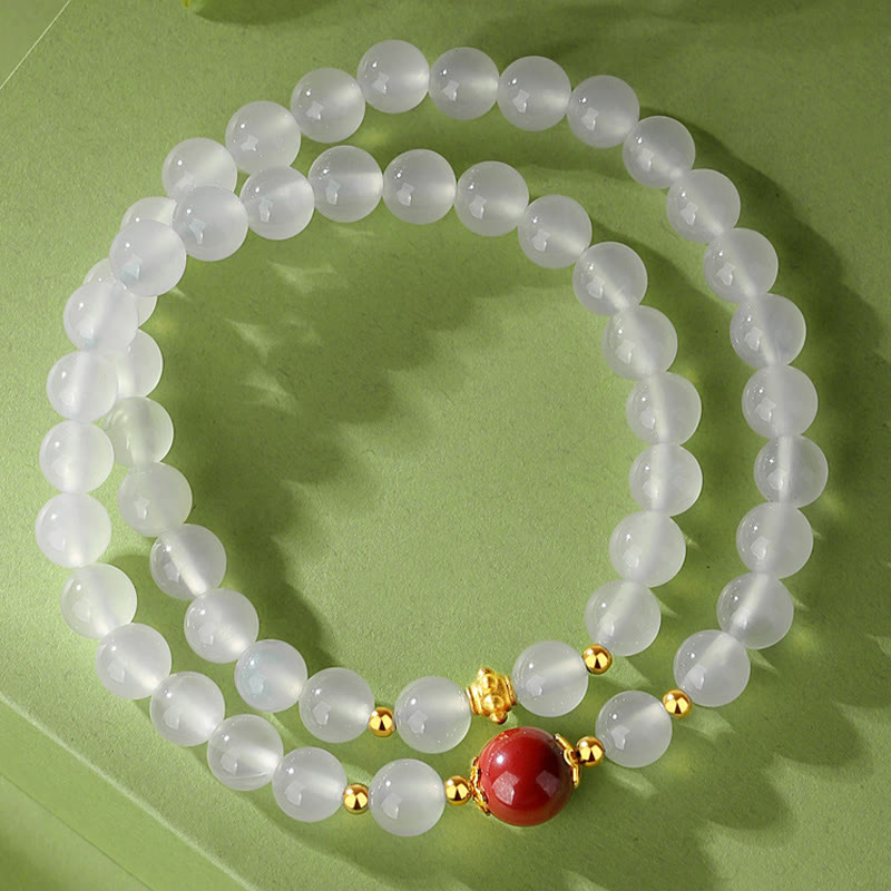 Buddha Stones 925スターリングシルバー 天然ホワイトアゲート 辰砂 ダブルラップ守護ブレスレット - image 10