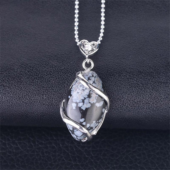 Buddha Stonesマーキス模様 天然水晶石 チャームネックレスペンダント