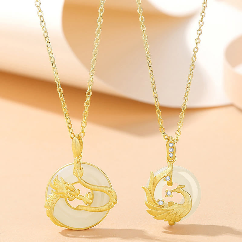 Buddha Stones925 スターリングシルバー 龍年 和田翡翠 ゴールデンドラゴン フェニックス平和のお守りチャーム幸運ネックレスペンダント - image 6