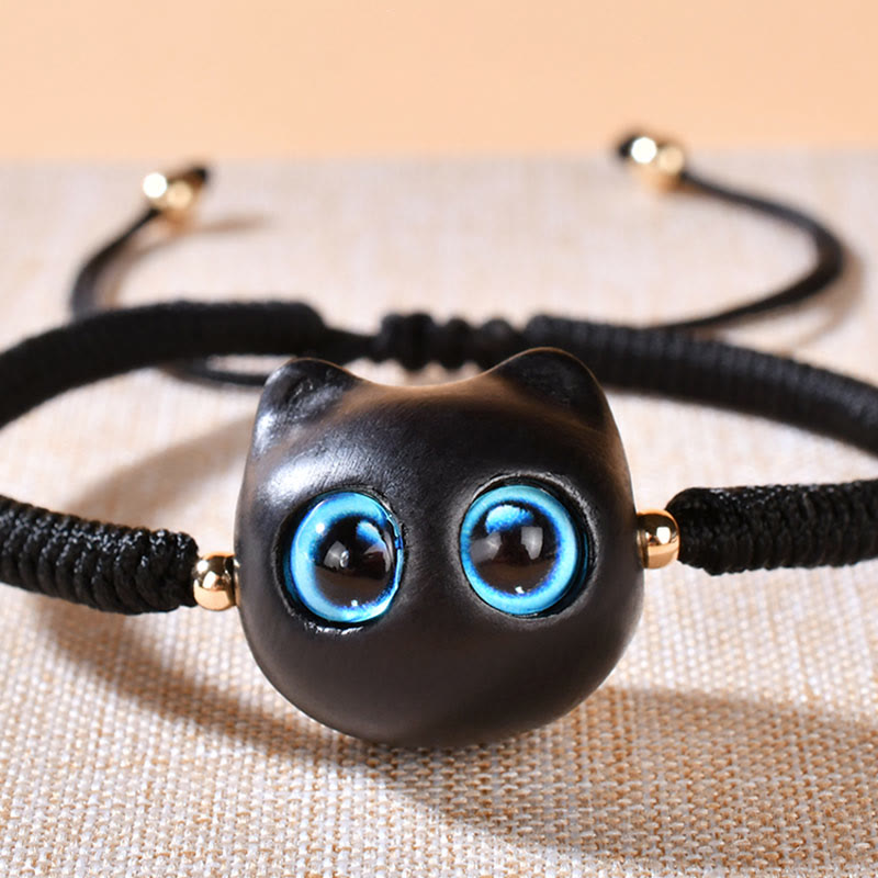 Buddha Stones、黒檀、猫の頭の模様、平和、キングコングの結び目、編み込みブレスレット - image 16