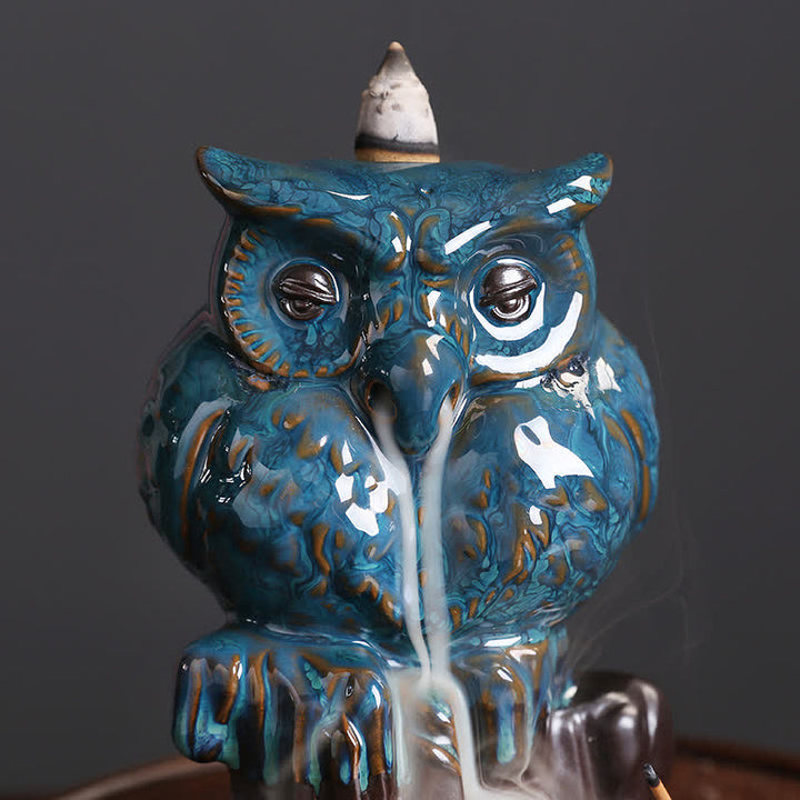 Buddha Stonesかわいいフクロウ 陶器 逆流煙噴水 瞑想 癒し 香炉 装飾