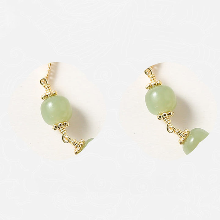 Buddha Stones14K ゴールドメッキ 和田翡翠 ゴールデンローズフラワー 幸運のチェーンブレスレット