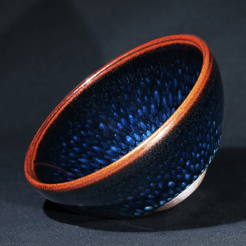 Buddha Stones手作り ブルーフランコリヌス スポット 中国 Jianzhan 陶器 ティーカップ カンフー ティーカップ ボウル