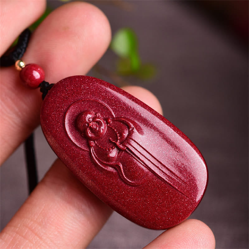 Buddha Stones笑う仏陀 陰陽 十二支 ひょうたん 天然辰砂 祝福ネックレス ペンダント - image 3