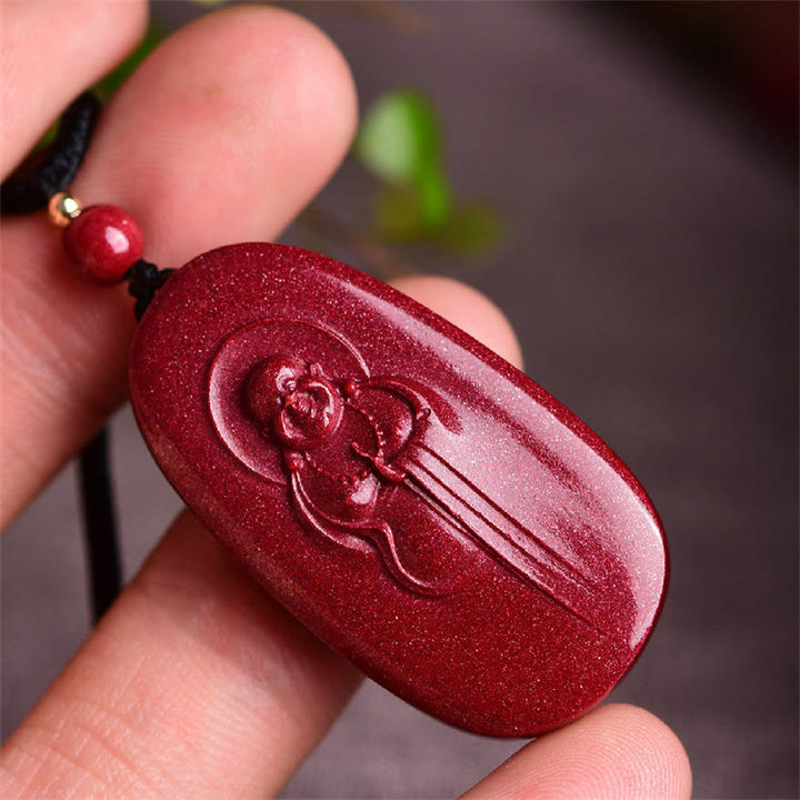 Buddha Stones笑う仏陀 陰陽 十二支 ひょうたん 天然辰砂 祝福ネックレス ペンダント - image 3