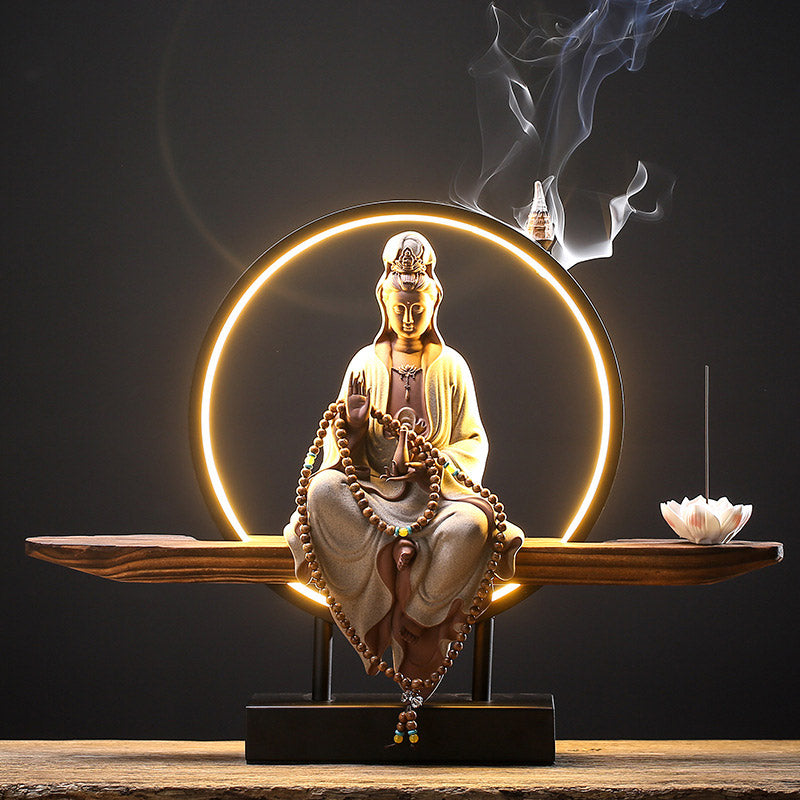 Buddha Stones仏陀 観音 陶器 蓮 リラクゼーション 香炉 装飾