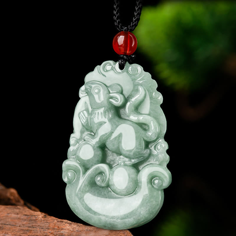 Buddha Stones天然グリーン翡翠 12星座 幸運 繁栄 ネックレス ペンダント