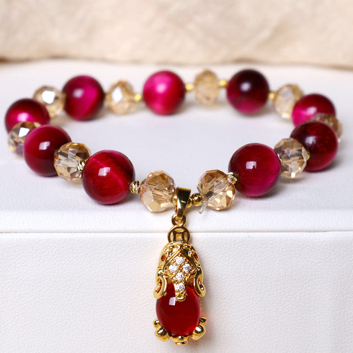 Buddha Stonesレッドタイガーアイ 貔貅 狐 守護 自信 ブレスレット