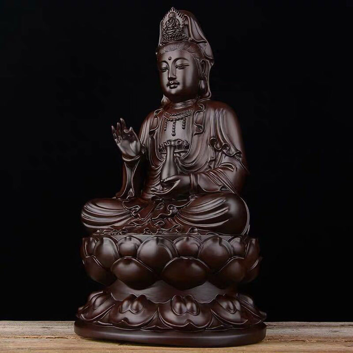 Buddha Stones観音菩薩 黒檀 蓮華 調和 祝福 室内装飾