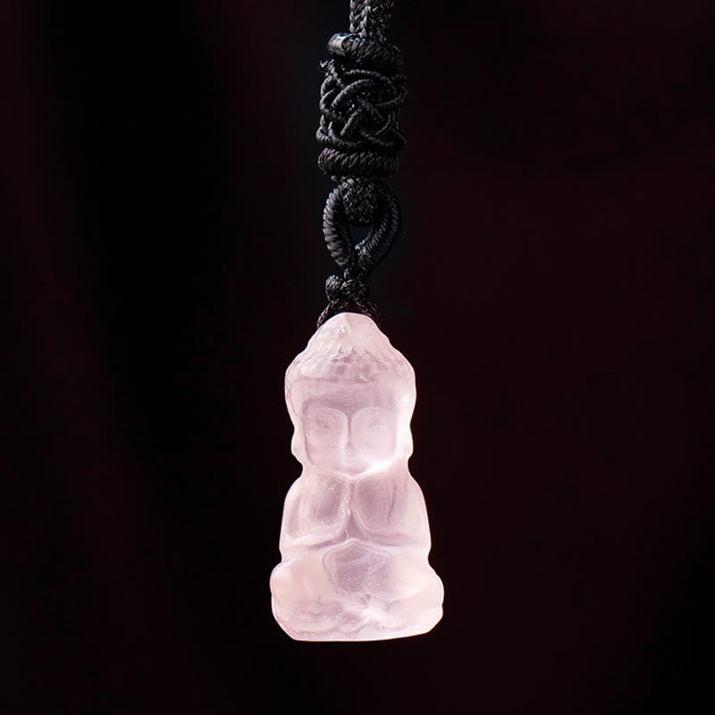Buddha Stones各種クリスタルアメジストピンククリスタルホワイトクリスタルシトリン仏像彫刻スピリチュアルヒーリングネックレスペンダント装飾 - ピンククリスタル - ネックレス＆ペンダント - image 7