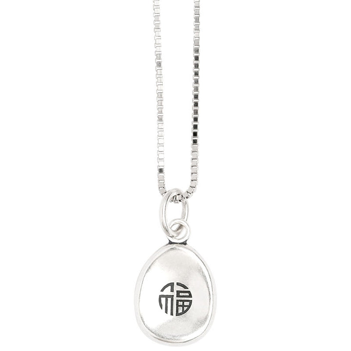 Buddha Stones999スターリングシルバー 平和と喜び 福の字 幸運 925スターリングシルバー チェーンネックレスペンダント