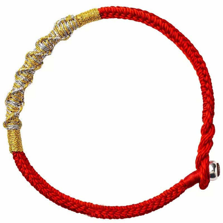 Buddha Stones925スターリングシルバー 幸運と強さ 赤い糸の保護編みブレスレット