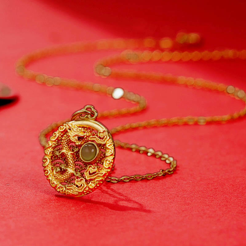 Buddha Stones925 スターリングシルバー 龍年 縁起の良い雲 和田翡翠象嵌 幸運のネックレスペンダント