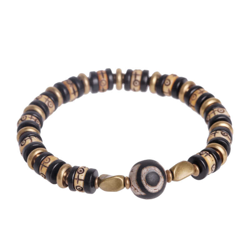 Buddha Stonesチベット骨ビーズ 黒檀 強さのブレスレット
