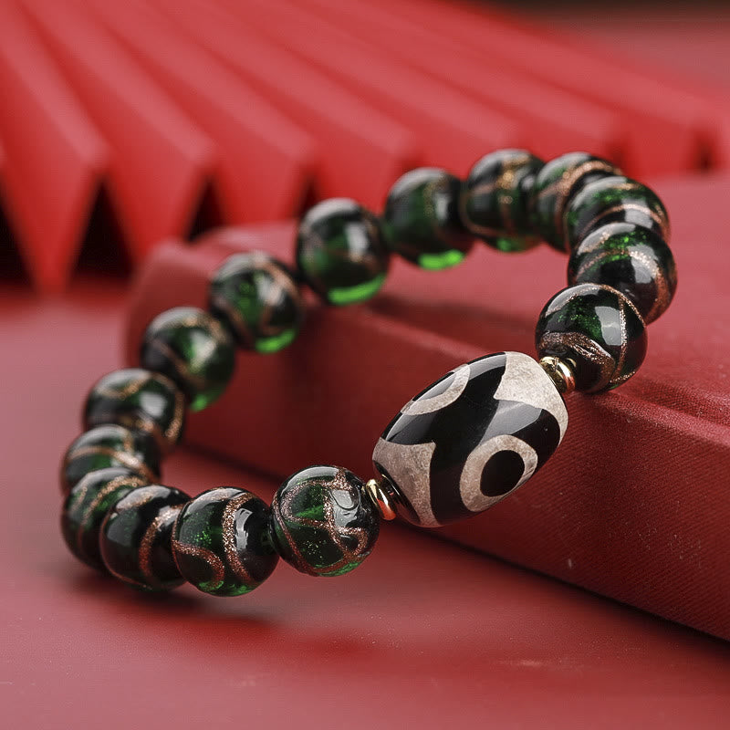 Buddha Stonesチベット九眼珠三眼珠琉璃ガラス玉富のブレスレット