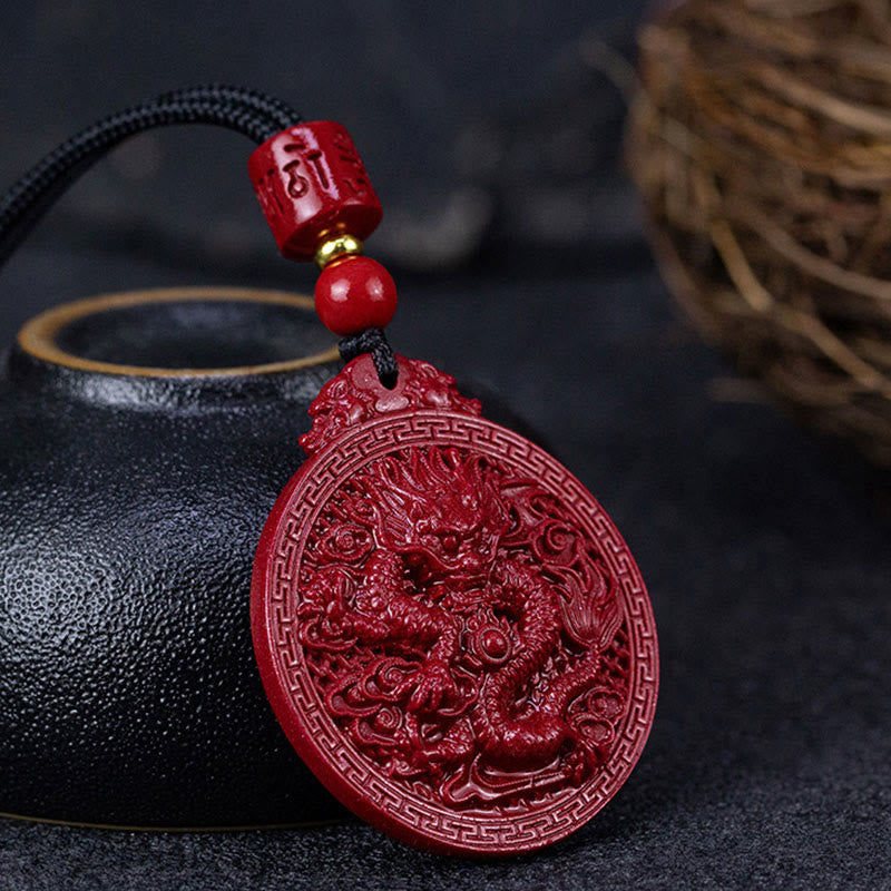Buddha Stones龍年 天然辰砂 龍守護ネックレスペンダント