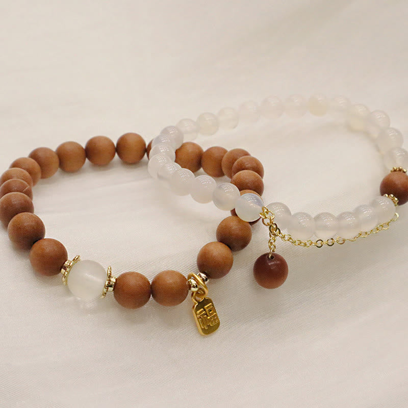 Buddha Stones白檀 キャッツアイ 福 キャラクター チャーム 守護 ブレスレット