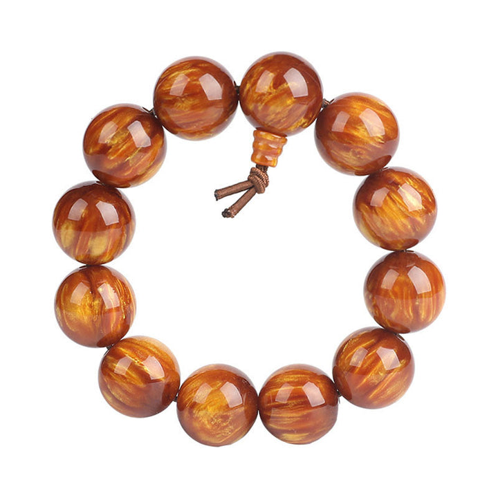 Buddha Stones黄金の海柳 成功のポジティブなブレスレットMala