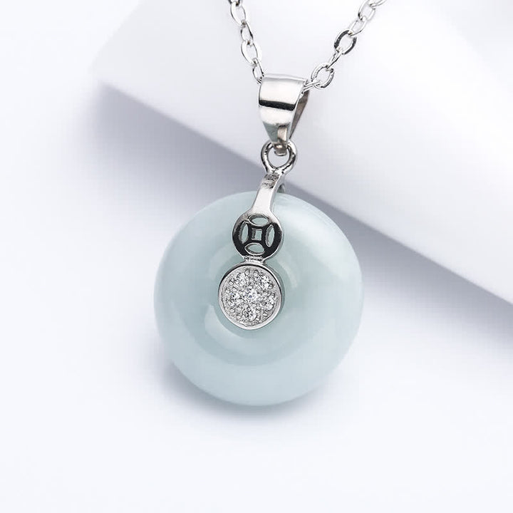 Buddha Stones925スターリングシルバー ピースバックル 翡翠コイン 幸運のネックレスペンダント