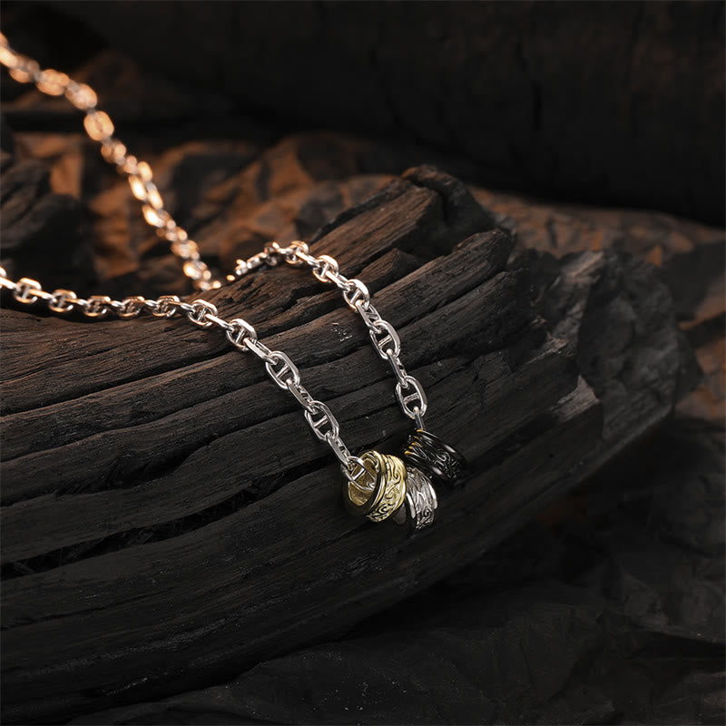 Buddha Stones925 スターリングシルバー レトロ 唐代花柄 幸運エネルギーチェーンネックレスペンダント