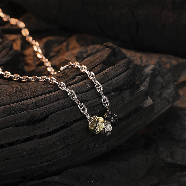 Buddha Stones925 スターリングシルバー レトロ 唐代花柄 幸運エネルギーチェーンネックレスペンダント