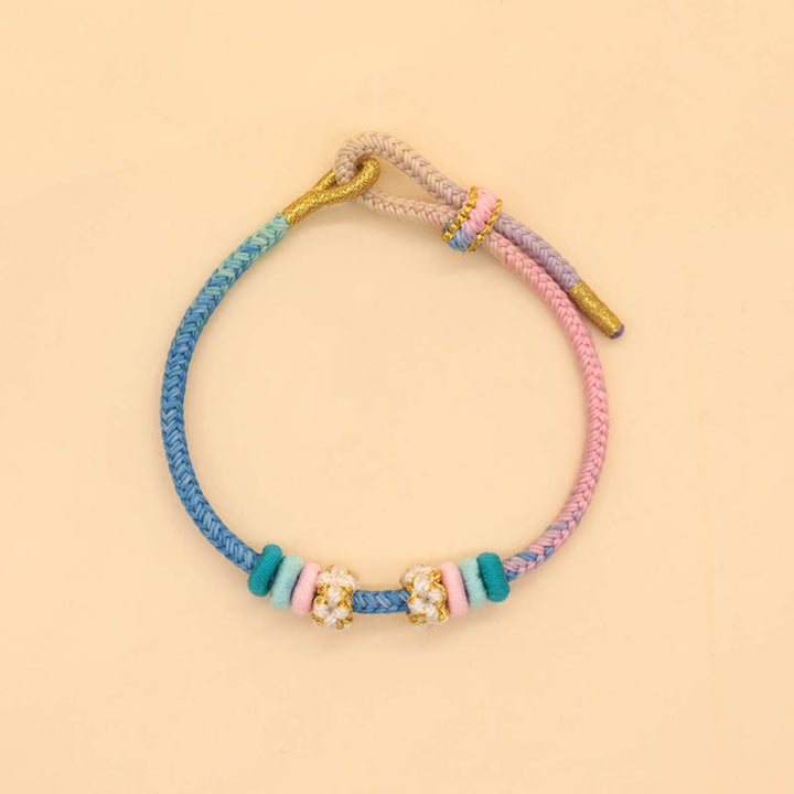 Buddha Stonesハンドメイド8スレッドピースノットピーチブロッサムノット幸運ロープ編みブレスレット - image 7