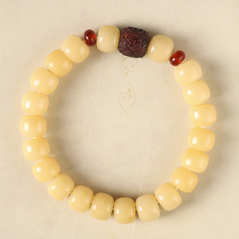Buddha Stones菩提樹の吉兆雲福文字ビーズ平和ブレスレット