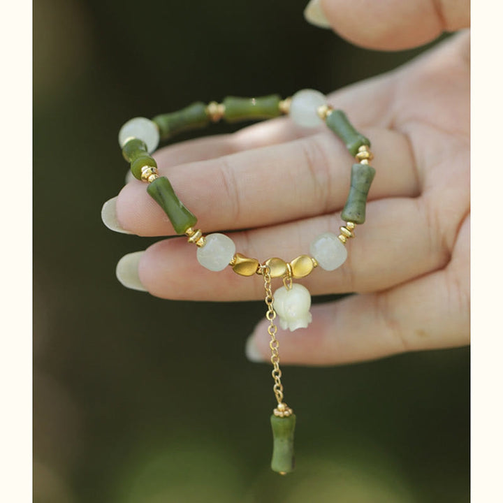 Buddha Stones緑竹翡翠 スズラン 富のブレスレット