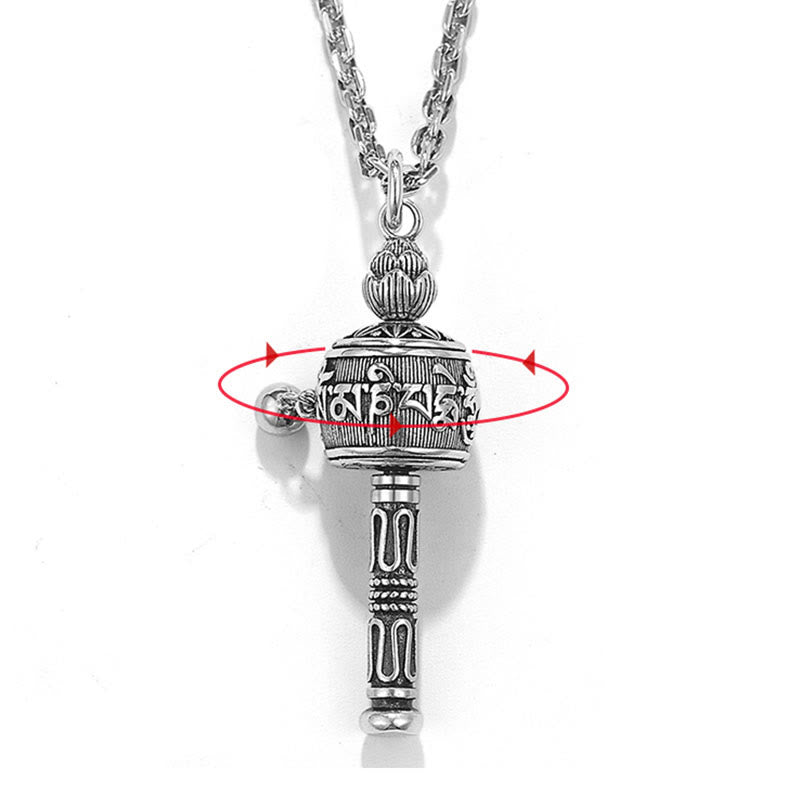 Buddha Stonesチベットオーム・マニ・パドメ・フム祈祷ホイール蓮の知恵 回転式ネックレスペンダント - image 9