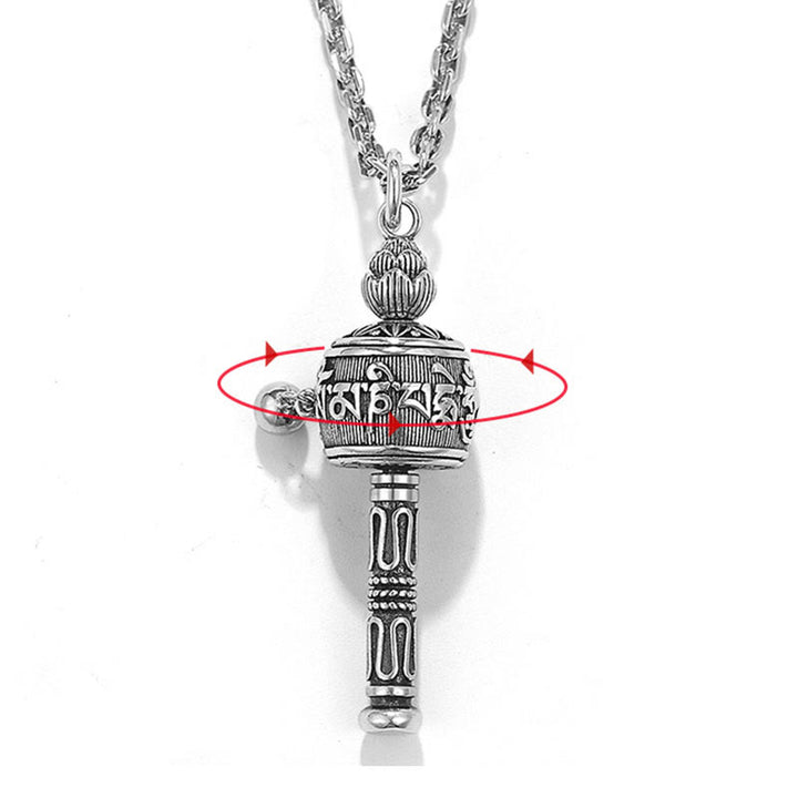 Buddha Stonesチベットオーム・マニ・パドメ・フム祈祷ホイール蓮の知恵 回転式ネックレスペンダント - image 9