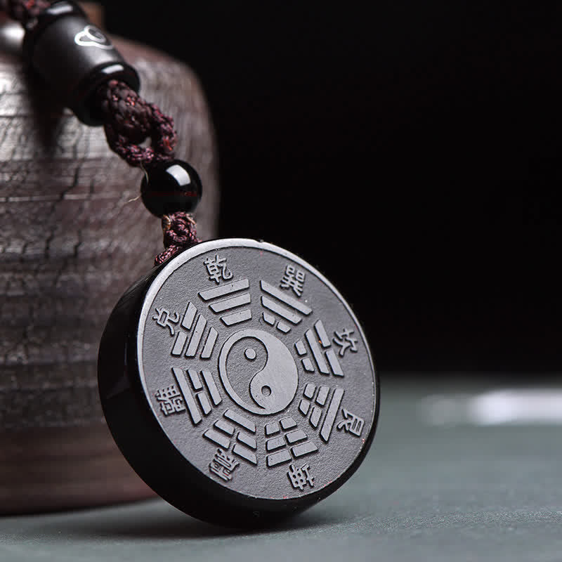 Buddha Stones黒曜石八卦陰陽力ネックレスペンダント - ブラックオブシディアン（浄化♥変容） - image 1