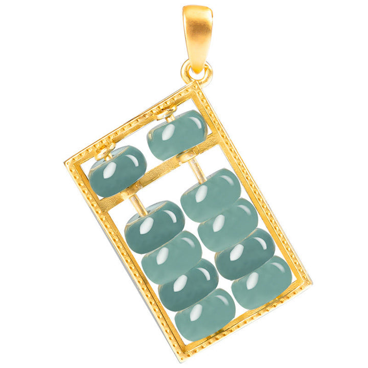 Buddha Stones925スターリングシルバー 天然翡翠 そろばん模様 豊穣のネックレスペンダント