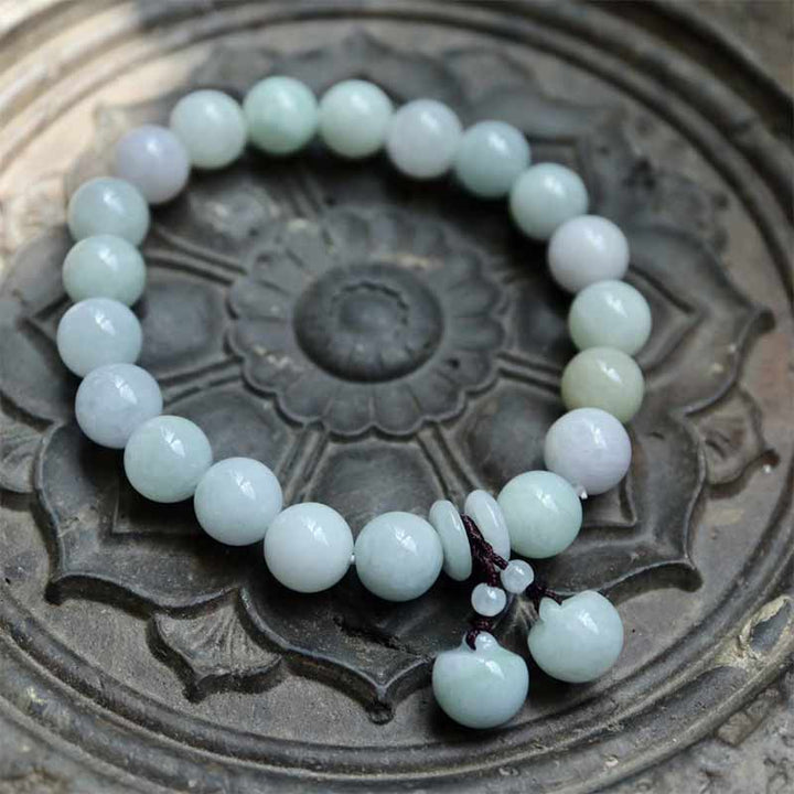 Buddha Stones天然翡翠 翡翠仏 ひょうたん りんご 成功ブレスレット